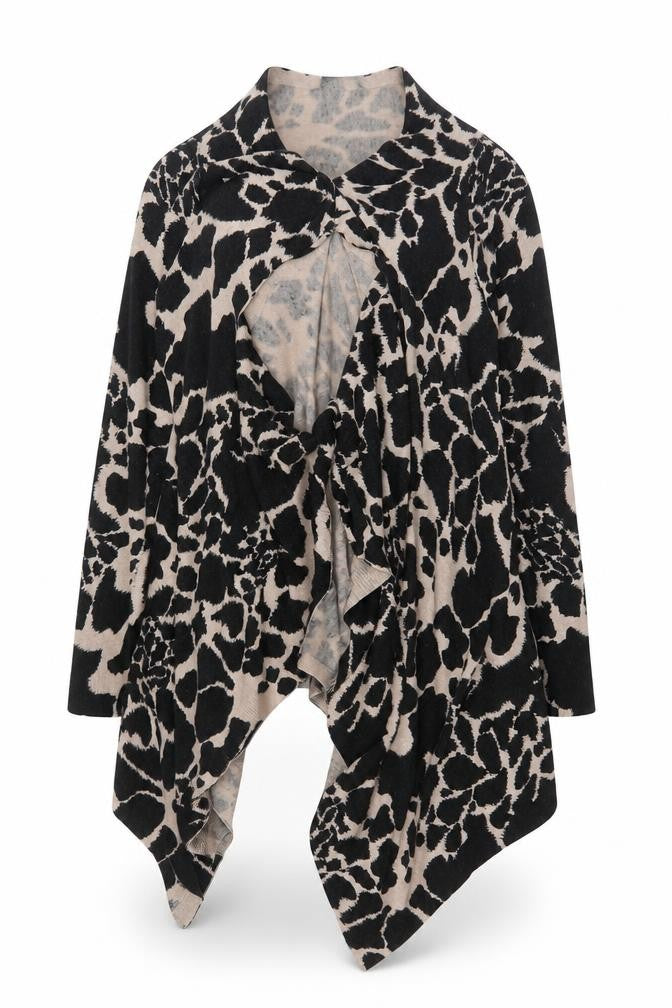 Wallis Women’s Beige Black Animal Print Wrap Cardigan M