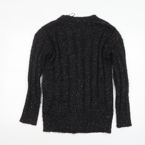 Marks and Spencer Womens Black Chunky-Knit Button Cardigan XS