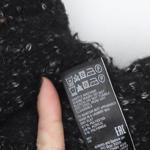 Marks and Spencer Womens Black Chunky-Knit Button Cardigan XS