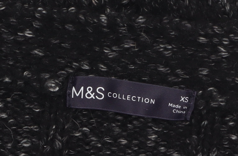 Marks and Spencer Womens Black Chunky-Knit Button Cardigan XS