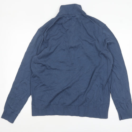 Tommy Hilfiger Men's Blue XL Cotton Half Zip Jumper