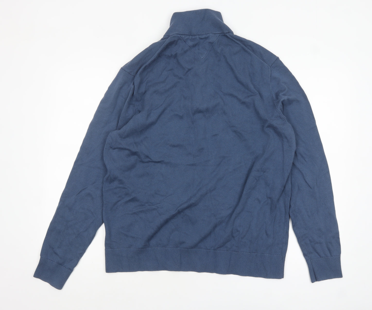 Tommy Hilfiger Men's Blue XL Cotton Half Zip Jumper