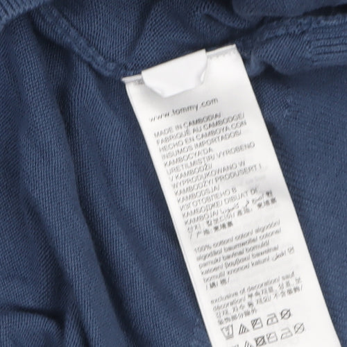 Tommy Hilfiger Men's Blue XL Cotton Half Zip Jumper