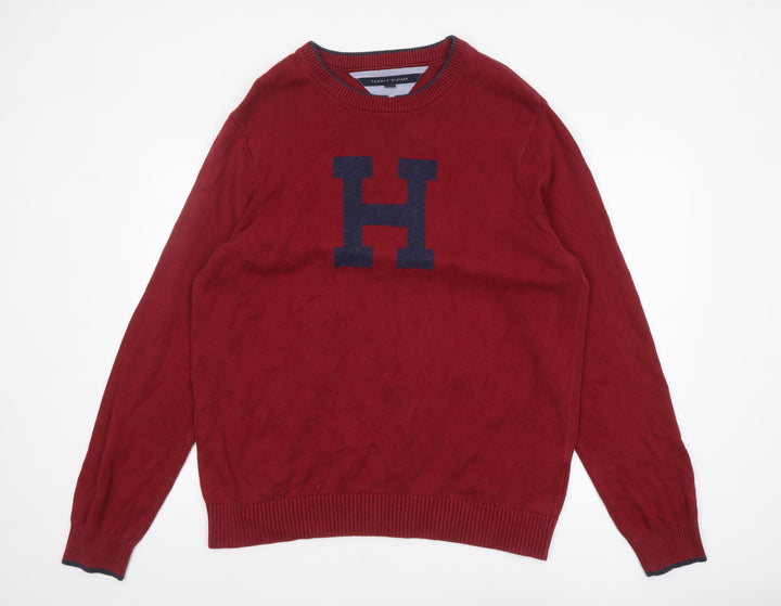 Tommy Hilfiger Men Red 2XL Crew Neck Pullover Jumper