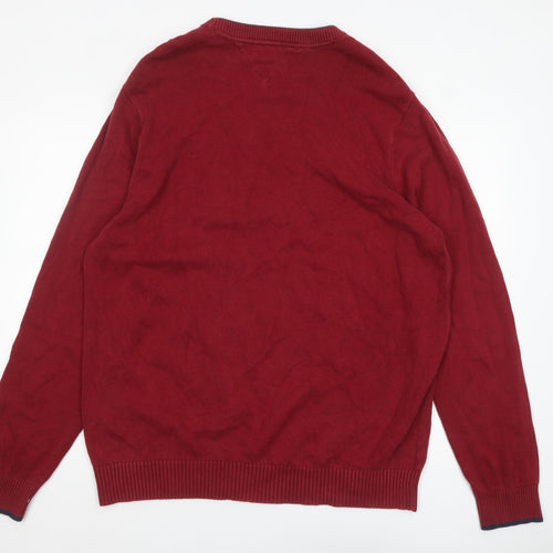 Tommy Hilfiger Men Red 2XL Crew Neck Pullover Jumper