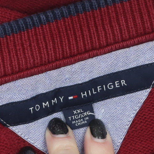 Tommy Hilfiger Men Red 2XL Crew Neck Pullover Jumper