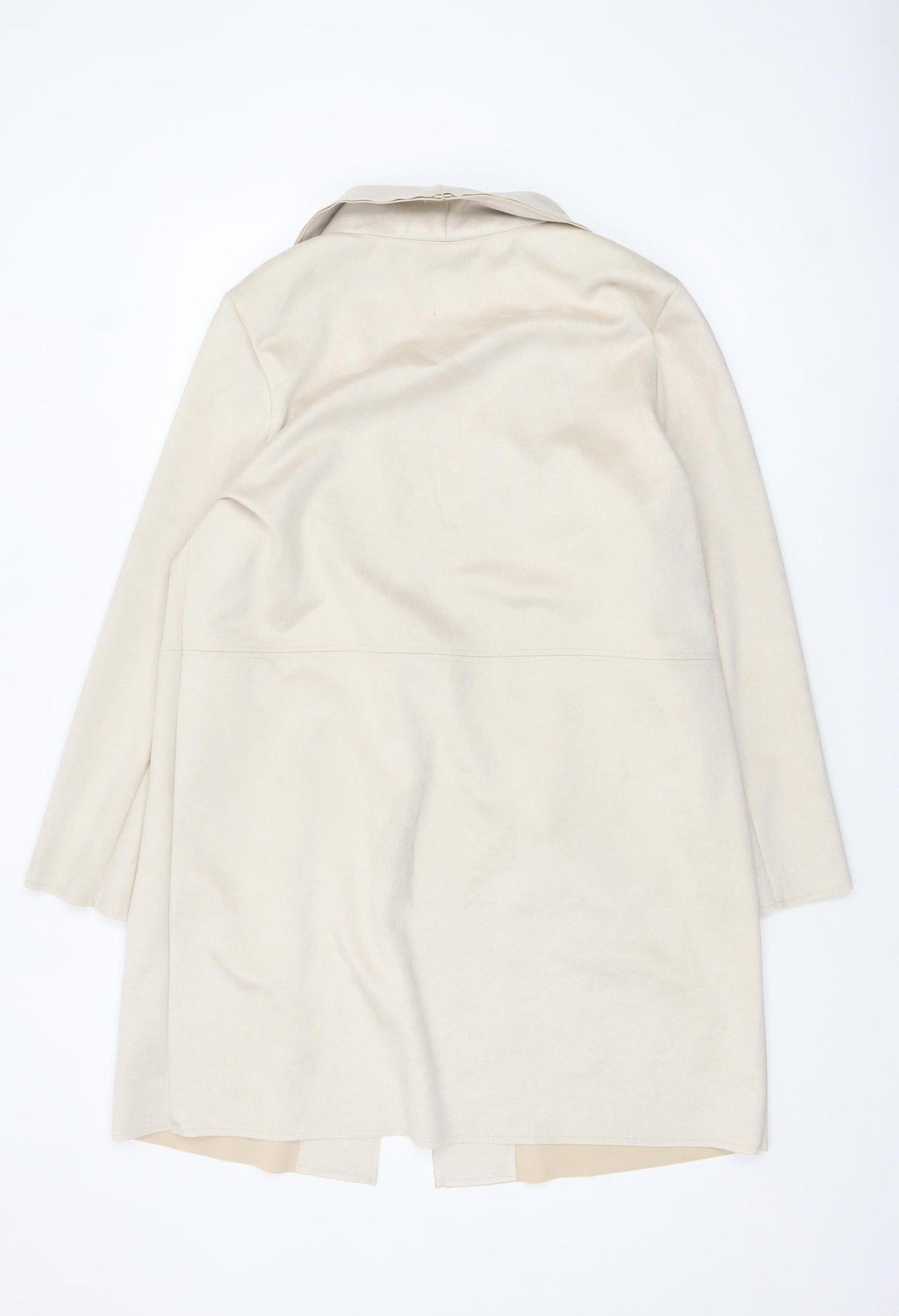 Primark Women Beige Mid-Length Overcoat Size M 12-14 Lined Button Front