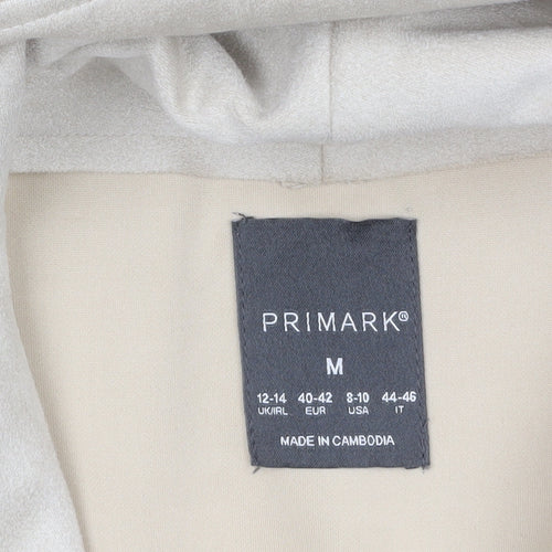 Primark Women Beige Mid-Length Overcoat Size M 12-14 Lined Button Front