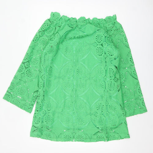 PrettyLittleThing Women's Green Lace Off Shoulder Shift Dress UK 12