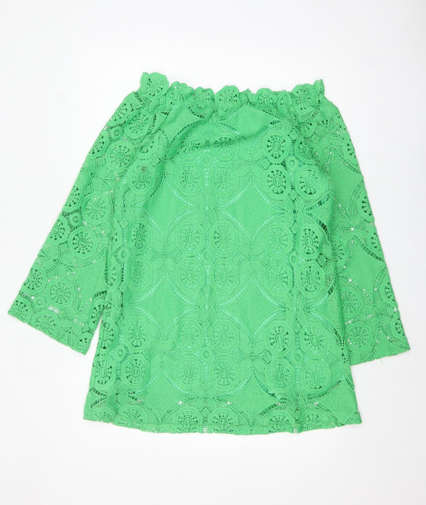 PrettyLittleThing Women's Green Lace Off Shoulder Shift Dress UK 12
