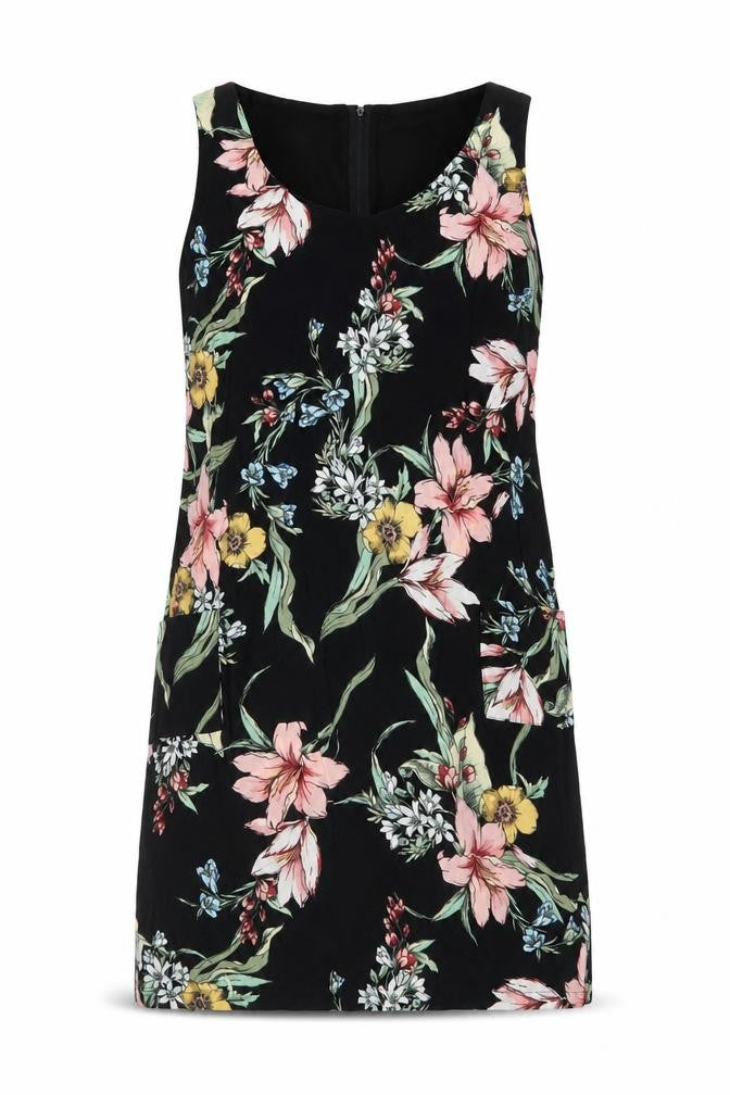 Front view of Wallis Women's Multicoloured Floral Sleeveless Shift Dress UK 10