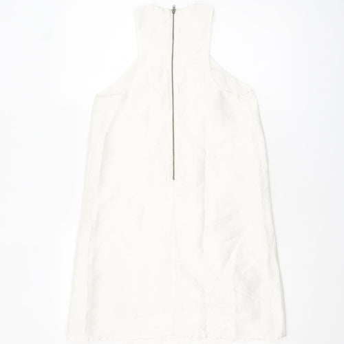 Topshop Women White Size 6 Sleeveless Beaded Shift Dress