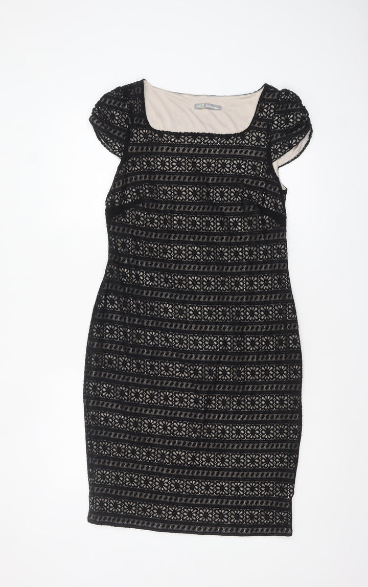 Marks and Spencer Women Black Lace Sheath Dress Size 14