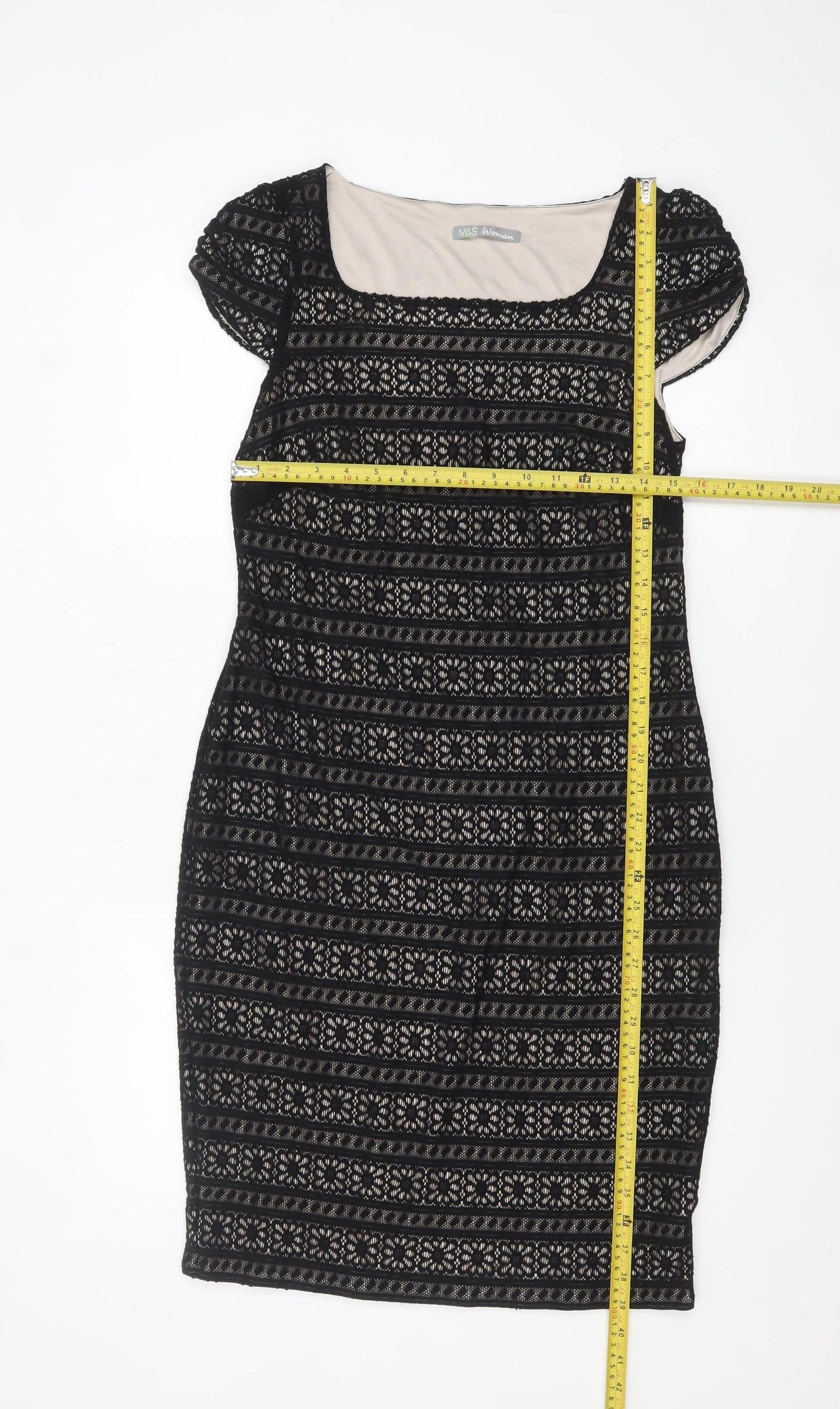 Marks and Spencer Women Black Lace Sheath Dress Size 14
