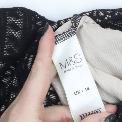 Marks and Spencer Women Black Lace Sheath Dress Size 14