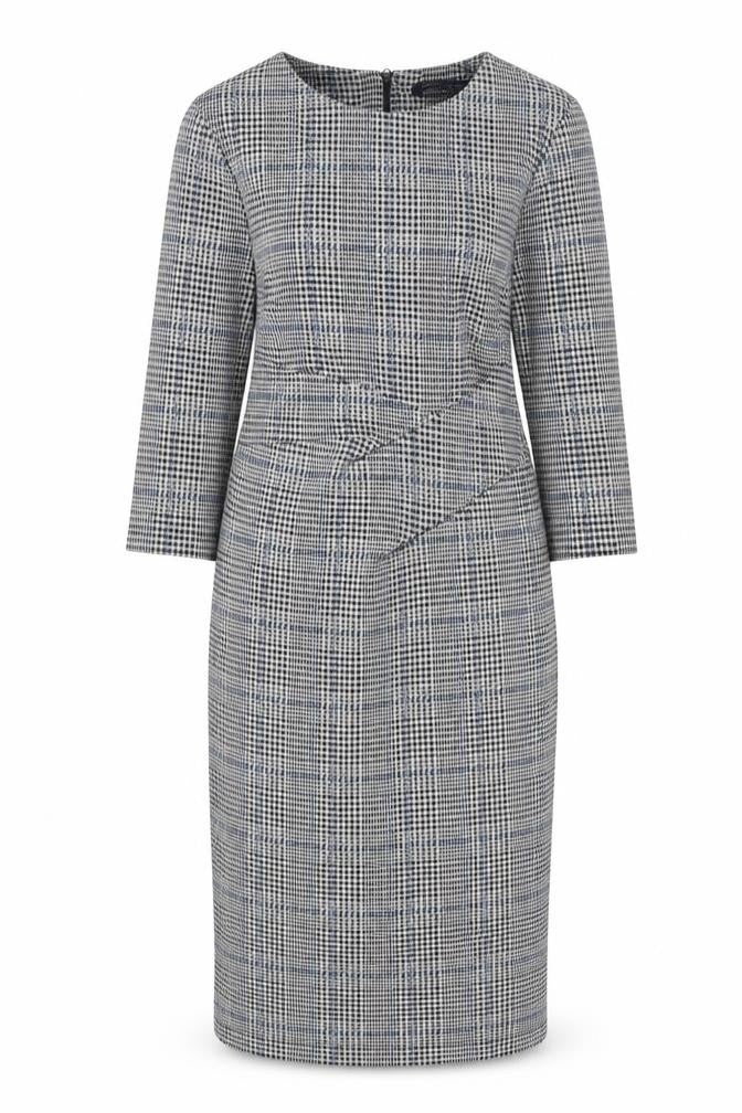 Front view of Marks & Spencer Women’s Grey Check Sheath Dress, size UK 10