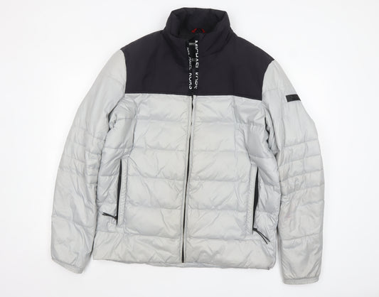 Michael Kors Men's Grey Puffer Jacket Size M Full Zip Winter Coat