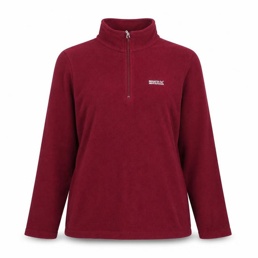 Front view of Regatta Great Outdoors Women's Red 1/2 Zip Fleece Sweatshirt UK 10