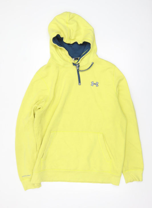 Under Armour Men’s Yellow Pullover Hoodie Size L Fleece Sweatshirt