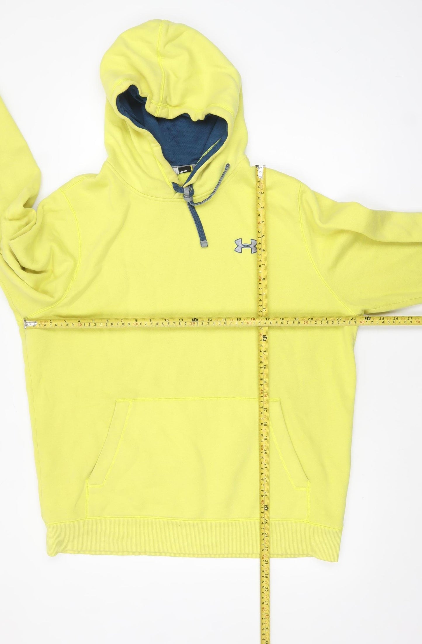 Under Armour Men’s Yellow Pullover Hoodie Size L Fleece Sweatshirt