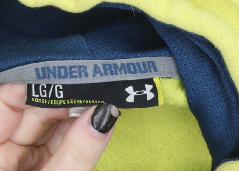 Under Armour Men’s Yellow Pullover Hoodie Size L Fleece Sweatshirt