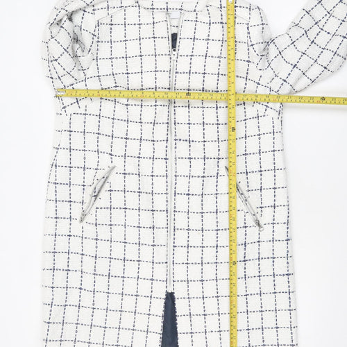 Joanna Hope Women's White Check Mid-Length Zip Coat UK 14