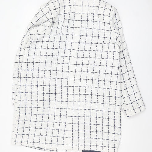 Joanna Hope Women's White Check Mid-Length Zip Coat UK 14