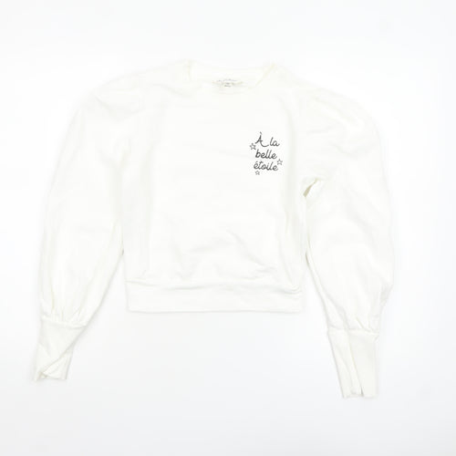 Miss Selfridge Women White Cotton Pullover Sweatshirt UK 6