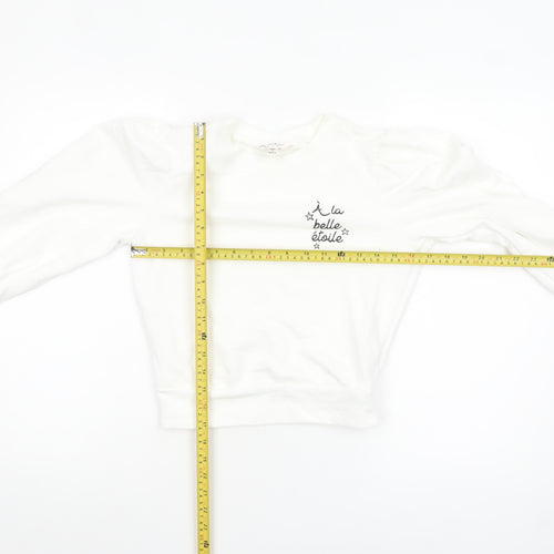 Miss Selfridge Women White Cotton Pullover Sweatshirt UK 6