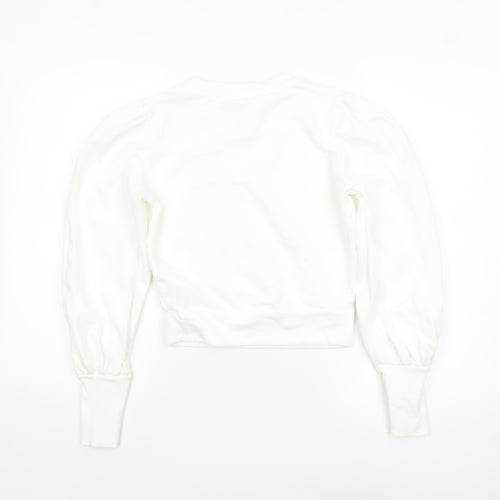 Miss Selfridge Women White Cotton Pullover Sweatshirt UK 6