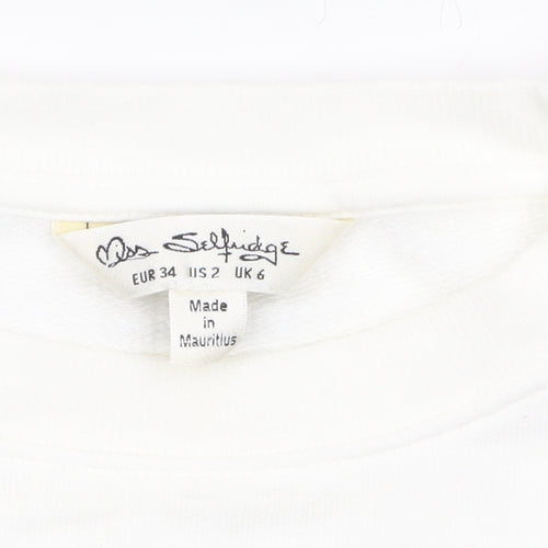 Miss Selfridge Women White Cotton Pullover Sweatshirt UK 6