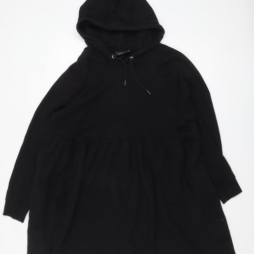 Monki Women's Black Hoodie Jumper Dress Size S Long Sleeve Casual