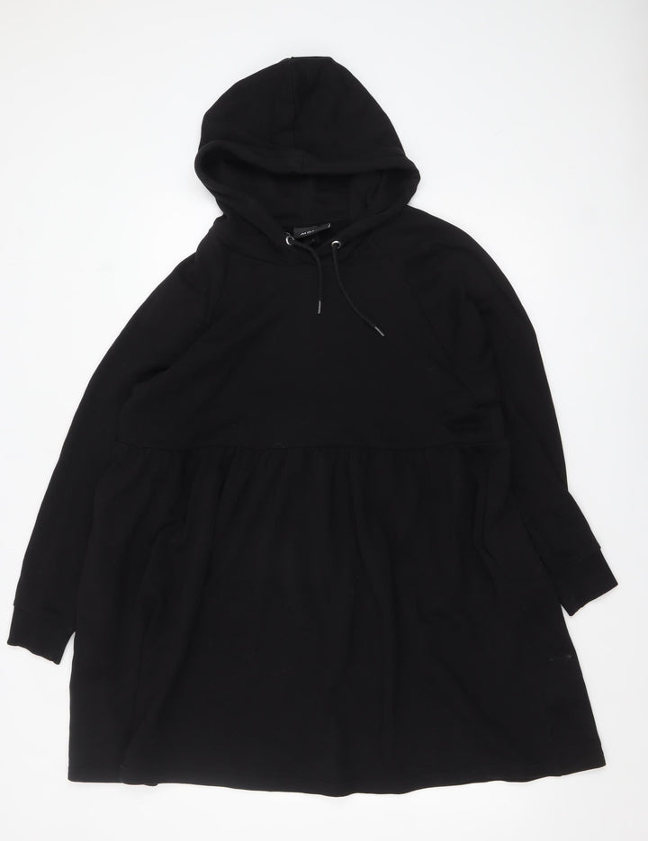 Monki Women's Black Hoodie Jumper Dress Size S Long Sleeve Casual