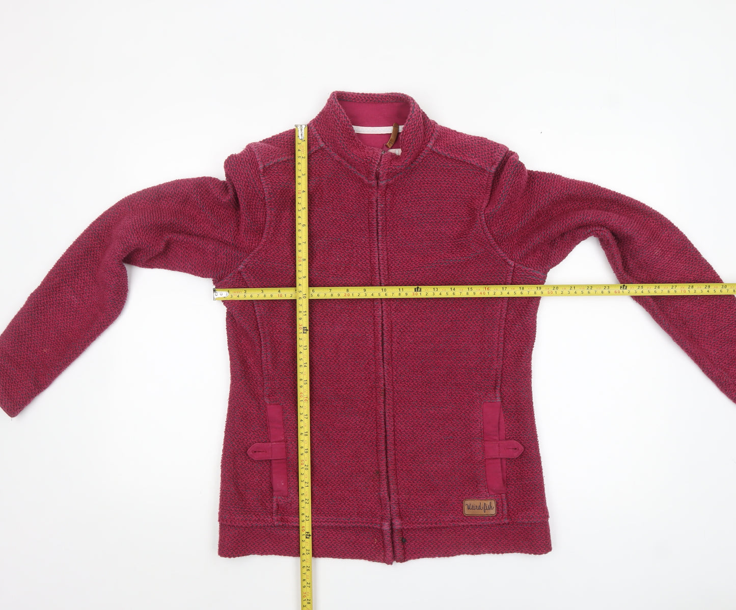 Weird Fish Women's Pink Knit Full Zip Jacket Size 12