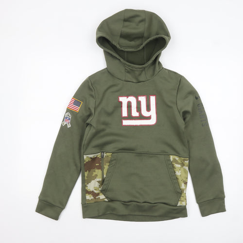 Nike NFL Boys Green Hoodie 10-12 Years Therma-Fit Pullover Camouflage Trim