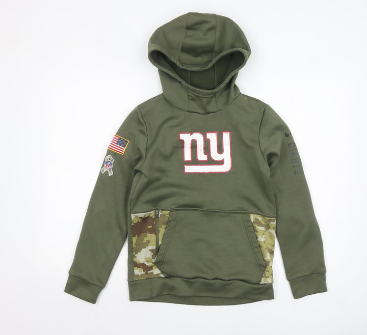 Nike NFL Boys Green Hoodie 10-12 Years Therma-Fit Pullover Camouflage Trim