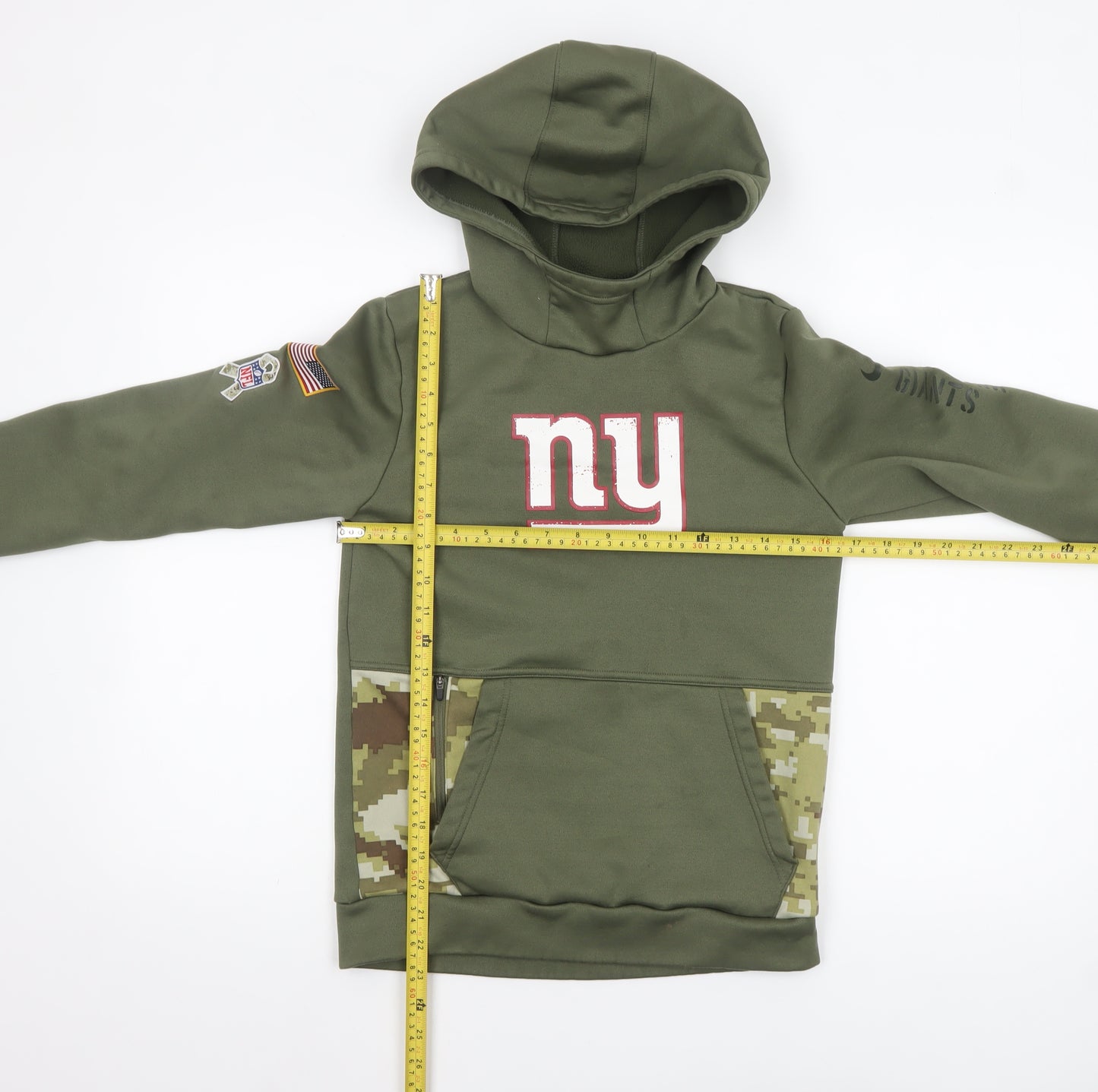 Nike NFL Boys Green Hoodie 10-12 Years Therma-Fit Pullover Camouflage Trim
