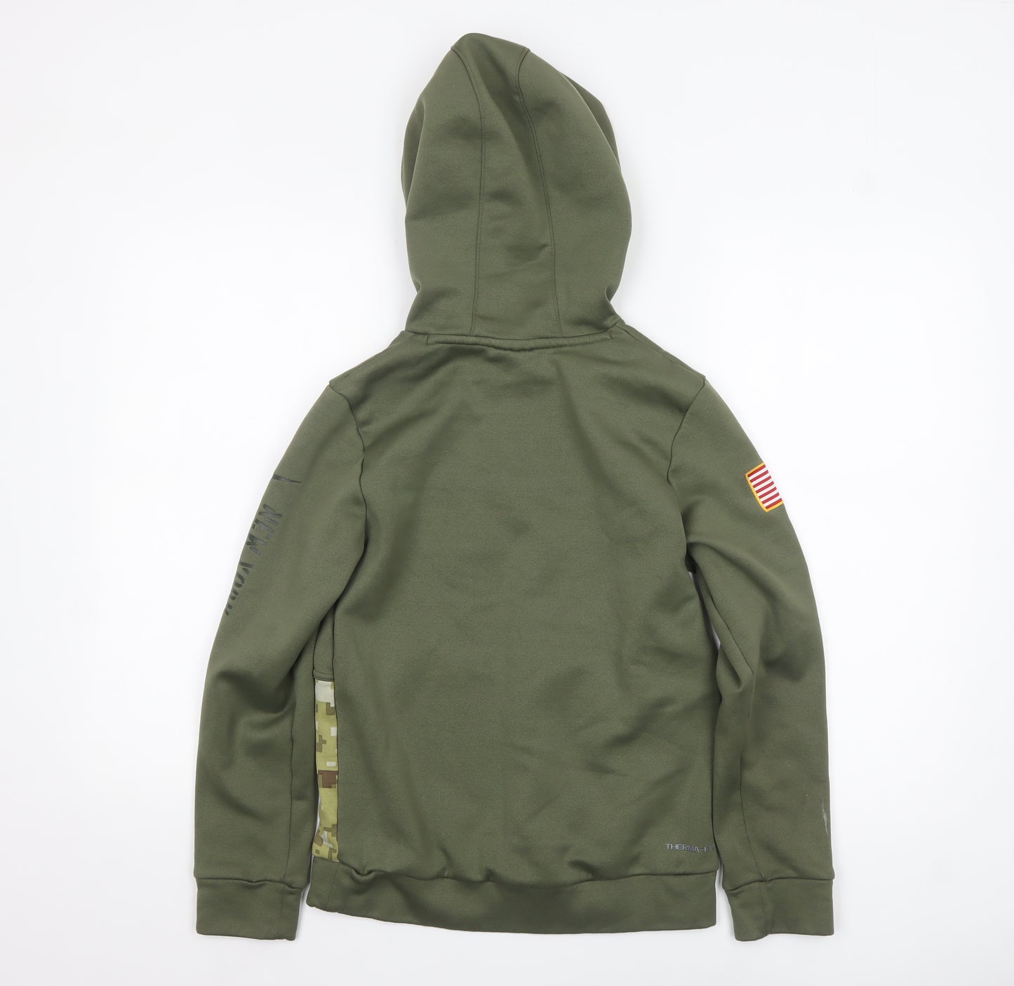 Nike NFL Boys Green Hoodie 10-12 Years Therma-Fit Pullover Camouflage Trim