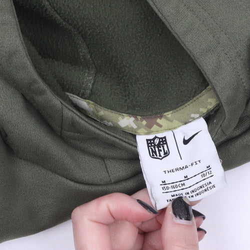 Nike NFL Boys Green Hoodie 10-12 Years Therma-Fit Pullover Camouflage Trim
