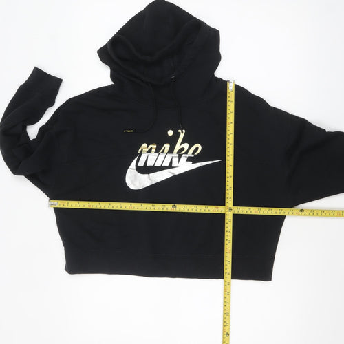 Nike Womens Black Medium Pullover Hoodie with Metallic Logo