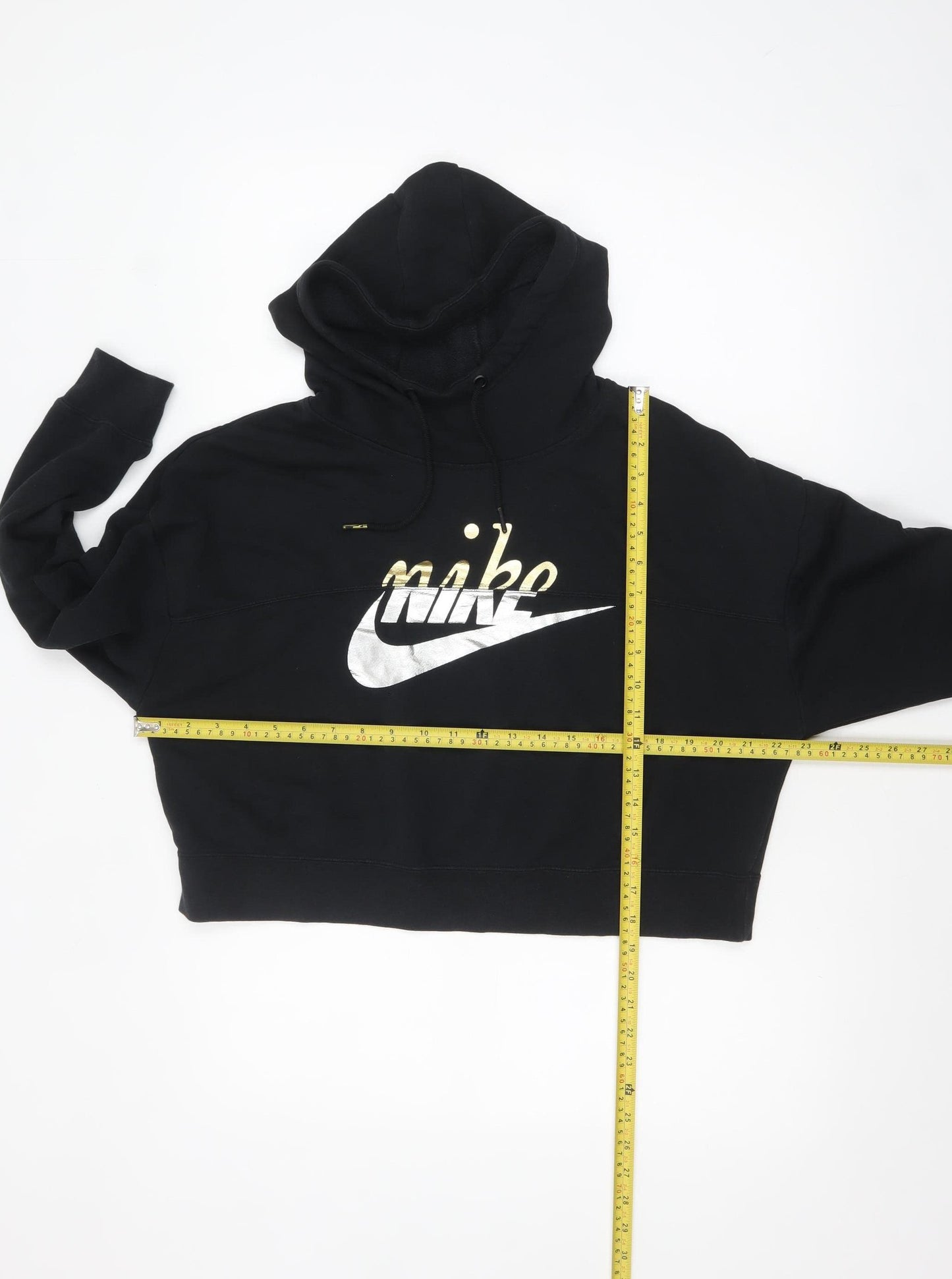 Nike Womens Black Medium Pullover Hoodie with Metallic Logo