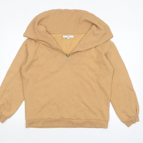 Next Women’s Beige 1/4 Zip Pullover Sweatshirt Size 12 Cotton Blend