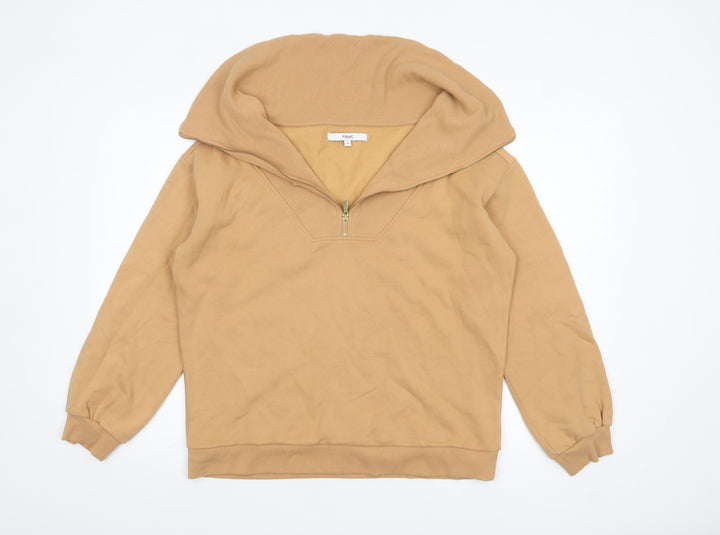 Next Women’s Beige 1/4 Zip Pullover Sweatshirt Size 12 Cotton Blend