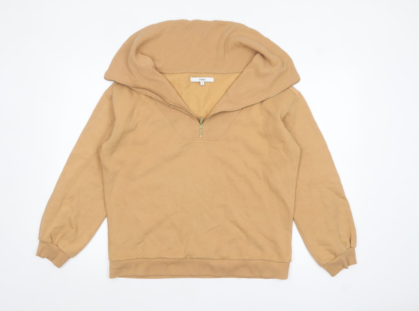 Next Women’s Beige 1/4 Zip Pullover Sweatshirt Size 12 Cotton Blend