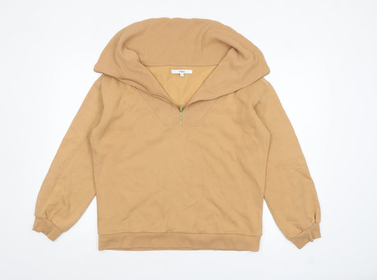 Next Women’s Beige 1/4 Zip Pullover Sweatshirt Size 12 Cotton Blend