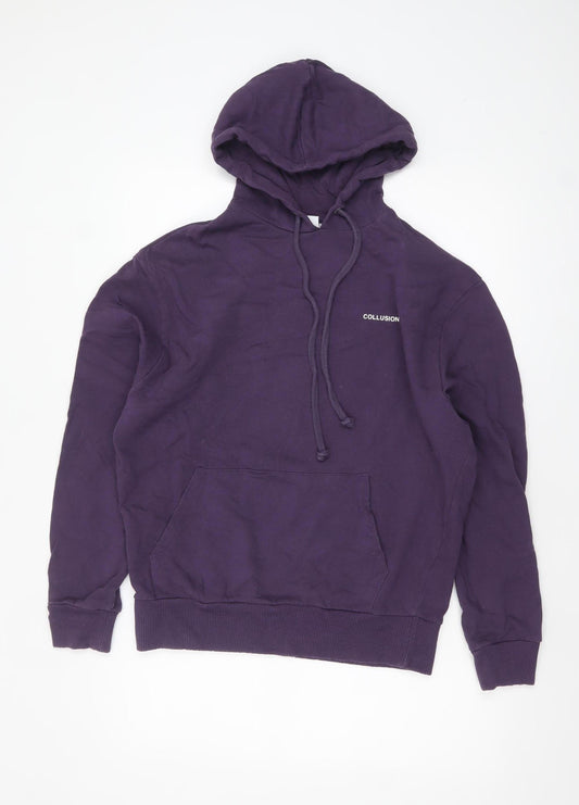 Collusion Womens Purple Pullover Hoodie XS Cotton Casual