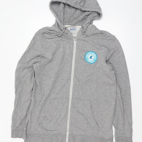 Jack & Jones Mens Grey Full Zip Hoodie XL Logo Lightweight Sweatshirt