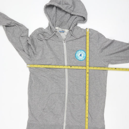 Jack & Jones Mens Grey Full Zip Hoodie XL Logo Lightweight Sweatshirt