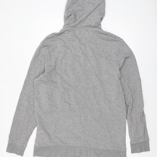 Jack & Jones Mens Grey Full Zip Hoodie XL Logo Lightweight Sweatshirt