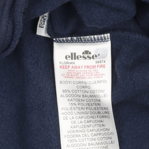 Ellesse Women's Navy Cropped Hoodie UK 14 Logo Sleeve Tape Cotton Blend